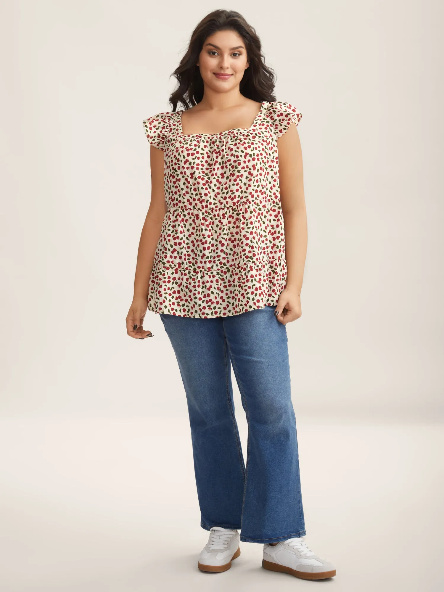 Cherry Print Flutter Sleeve Tank Top sold by Bloomchic product image thumbnail 3