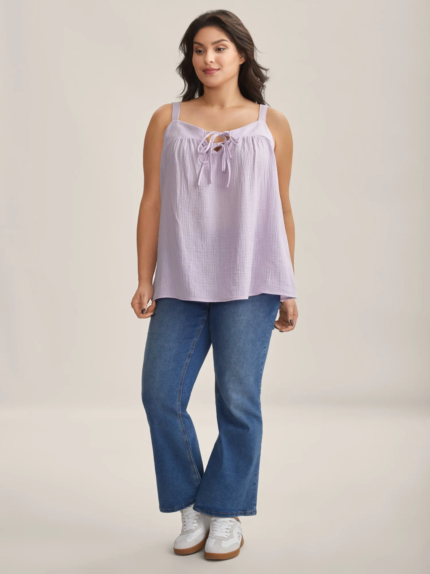 Neck Tie-UP Pleated Tank Top sold by Bloomchic product image thumbnail 3