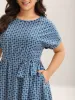 Geometric Print Belted Pockets Midi Dress sold by Bloomchic