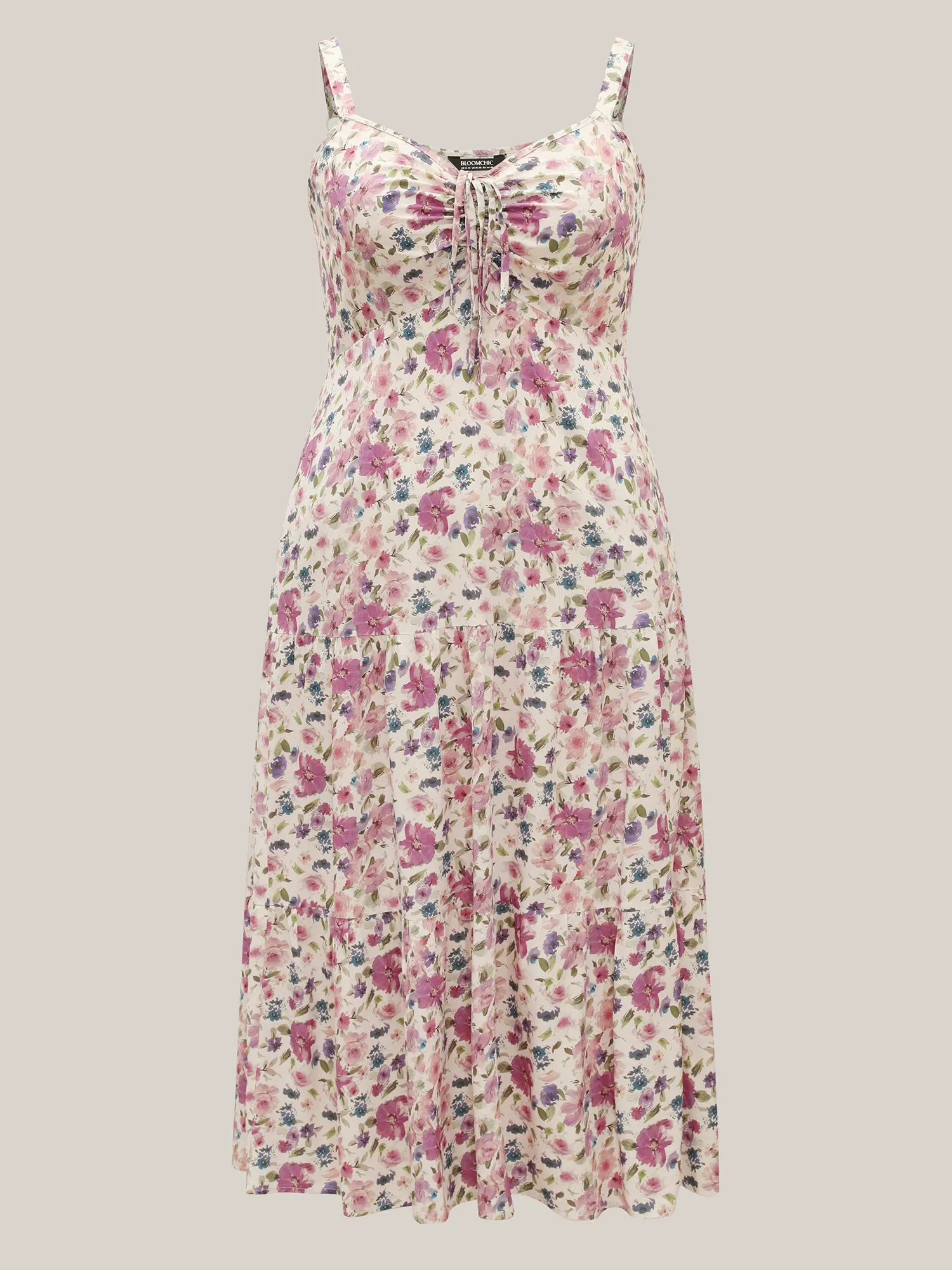 Dreamy Floral Rayon Neck Tie Midi Dress sold by Bloomchic product image thumbnail 5