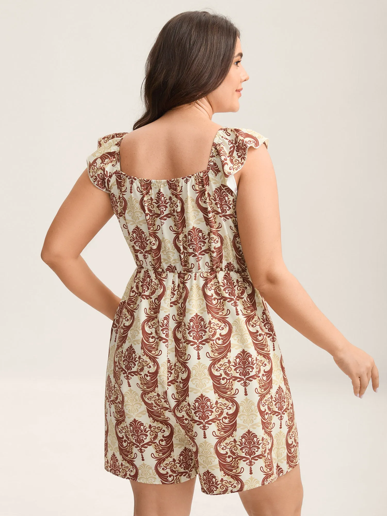 Boho Geometric Print Stretchy Waist Romper sold by Bloomchic product image thumbnail 4