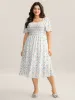 Shirred Floral Print Pockets Midi Dress sold by Bloomchic