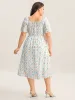 Shirred Floral Print Pockets Midi Dress sold by Bloomchic