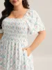 Shirred Floral Print Pockets Midi Dress sold by Bloomchic