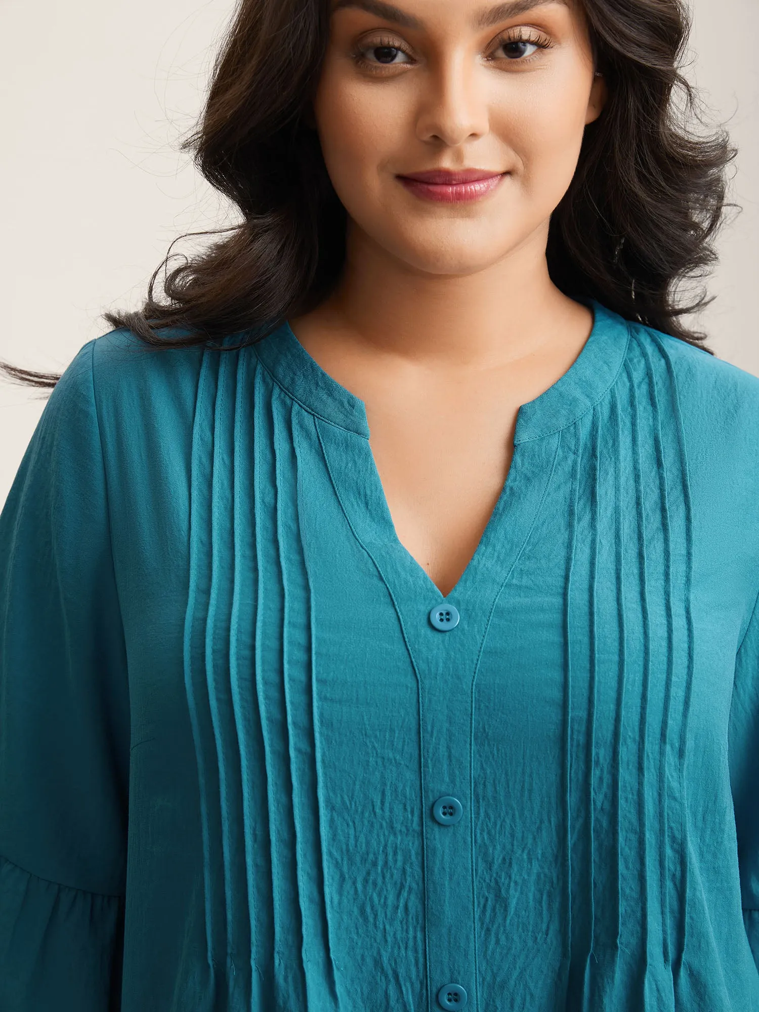 Toothpick Pleat Relaxed Fit Tiered Midi Dress sold by Bloomchic product image thumbnail 2