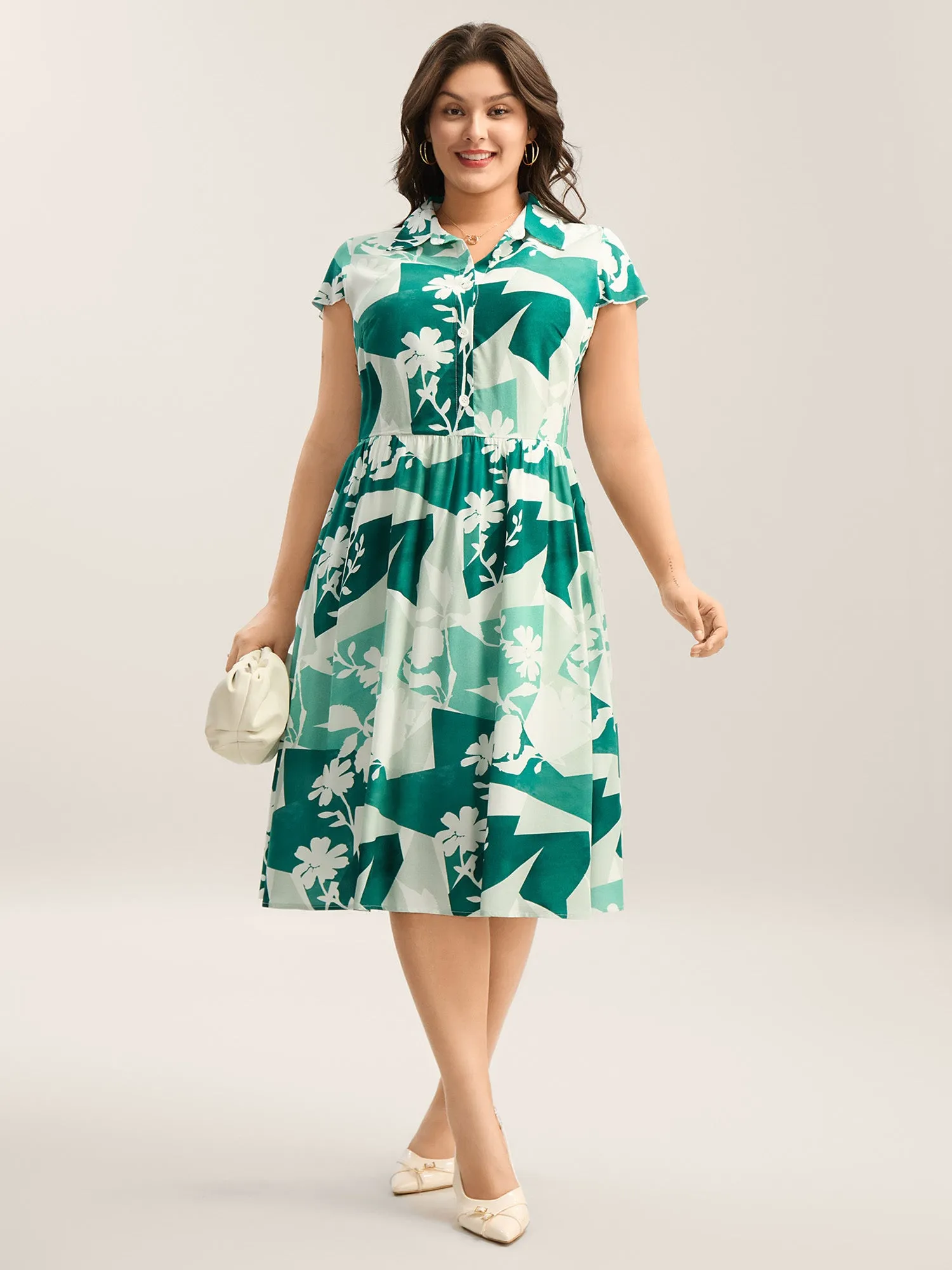 Serene Floral Print Pockets Midi Dress sold by Bloomchic product image thumbnail 2