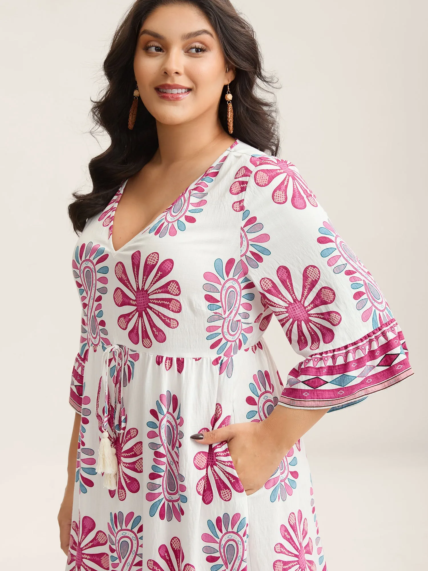 Boho Drama Sheer A-Line Midi Dress sold by Bloomchic product image thumbnail 2