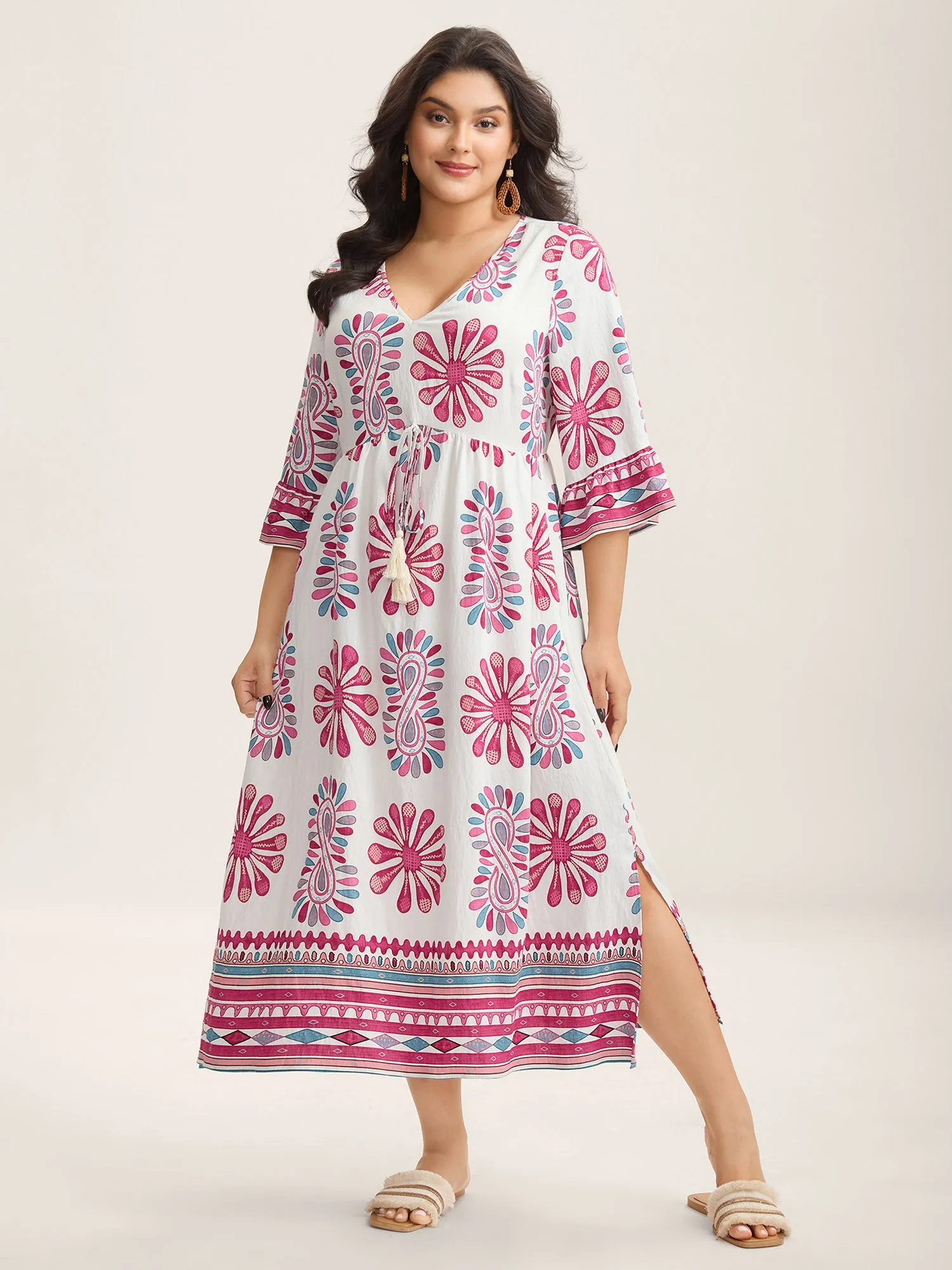 Boho Drama Sheer A-Line Midi Dress sold by Bloomchic product image thumbnail 3