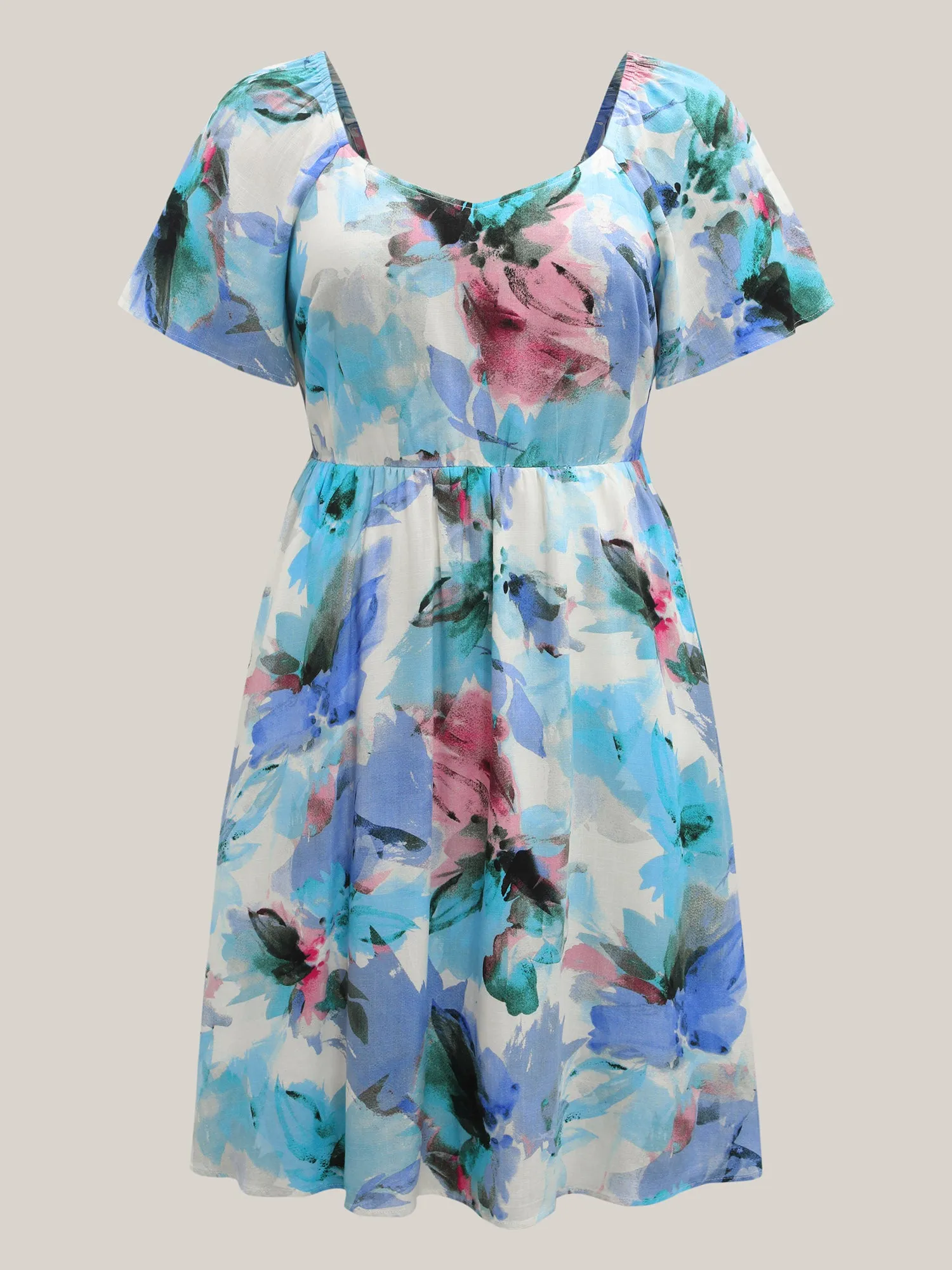 Floral Print Sweetheart Neck Pockets Midi Dress sold by Bloomchic product image thumbnail 5