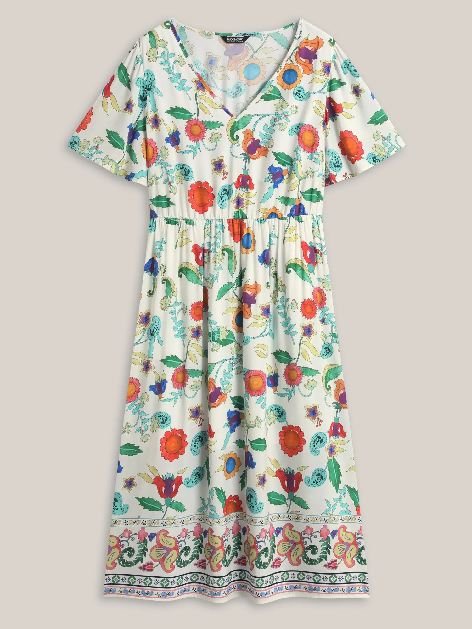 Sunkissed Floral V-Neck Pockets Midi Dress sold by Bloomchic product image thumbnail 5
