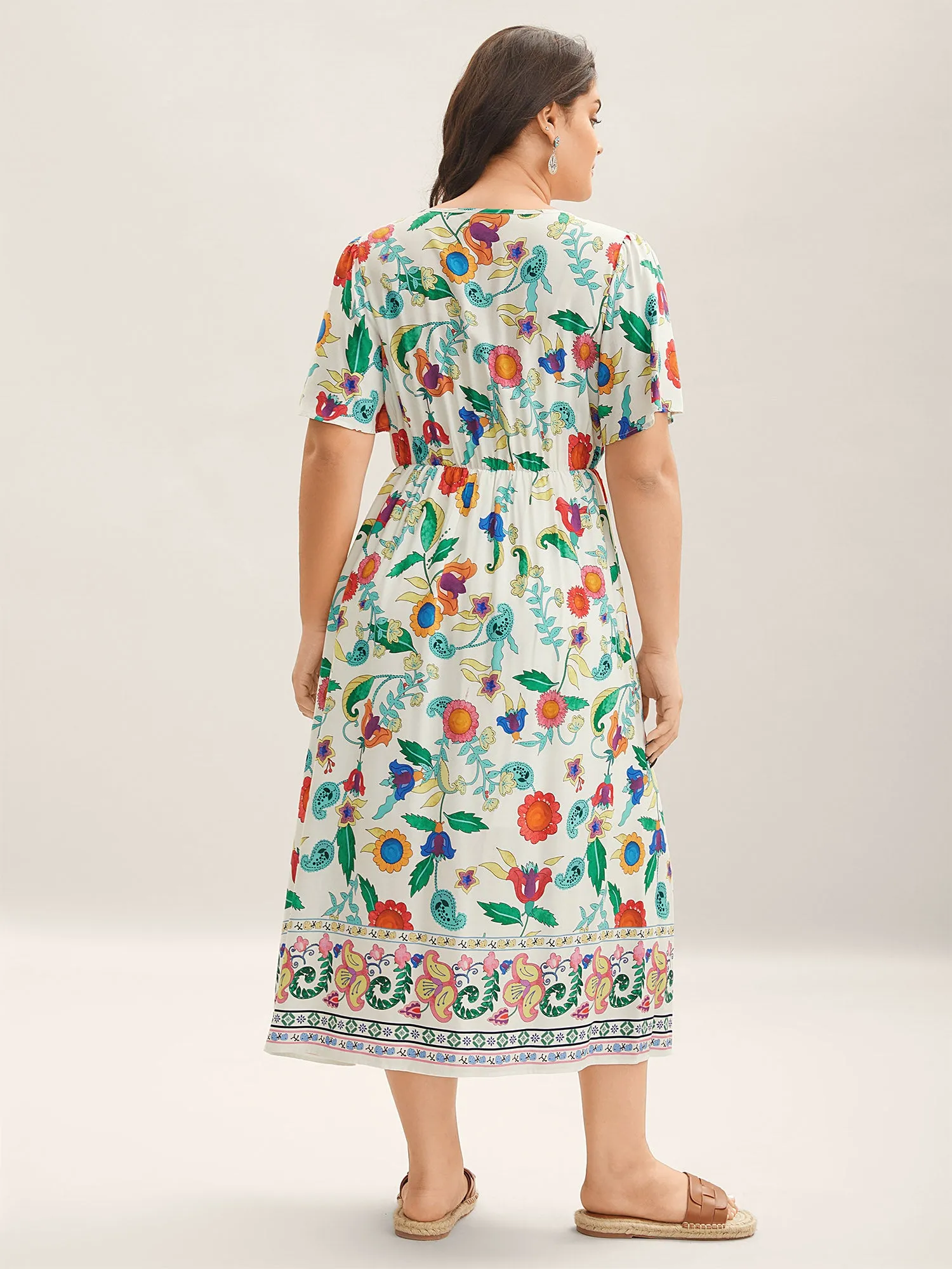Sunkissed Floral V-Neck Pockets Midi Dress sold by Bloomchic product image thumbnail 4