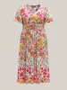 Vibrant Floral Print Pleated Waist Midi Dress sold by Bloomchic