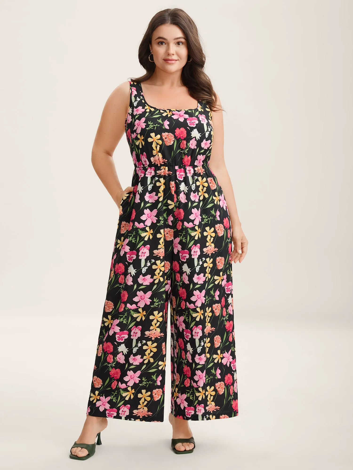 Floral Print Pockets Straight-Leg Jumpsuit sold by Bloomchic