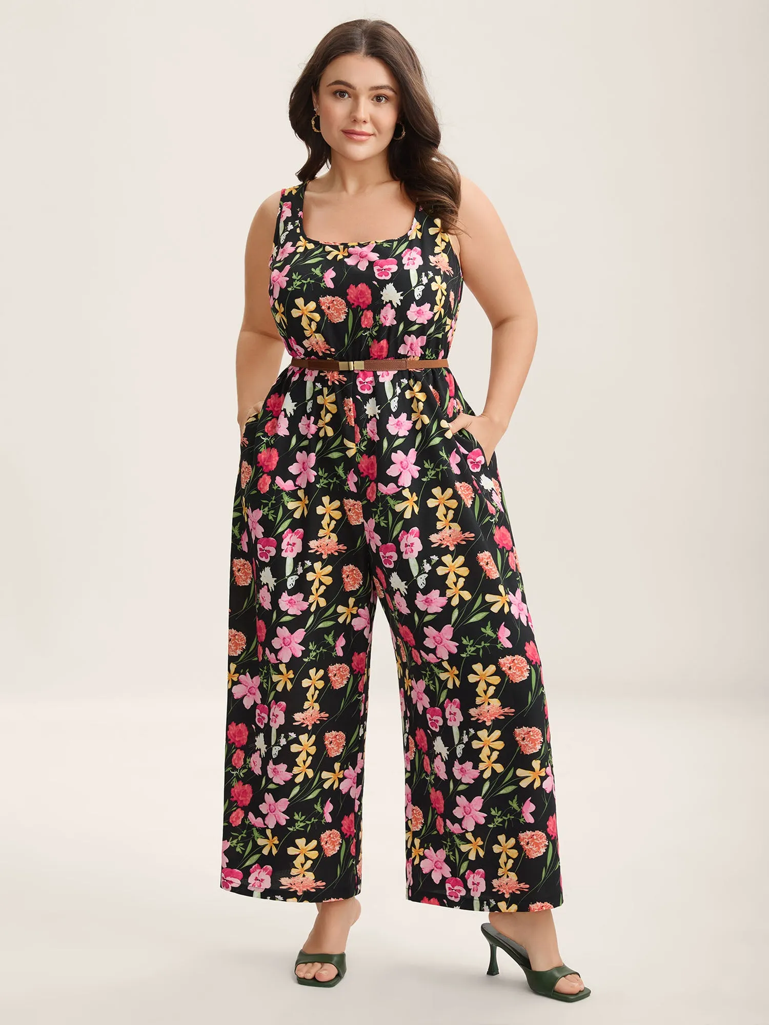 Floral Print Pockets Straight-Leg Jumpsuit sold by Bloomchic product image thumbnail 3