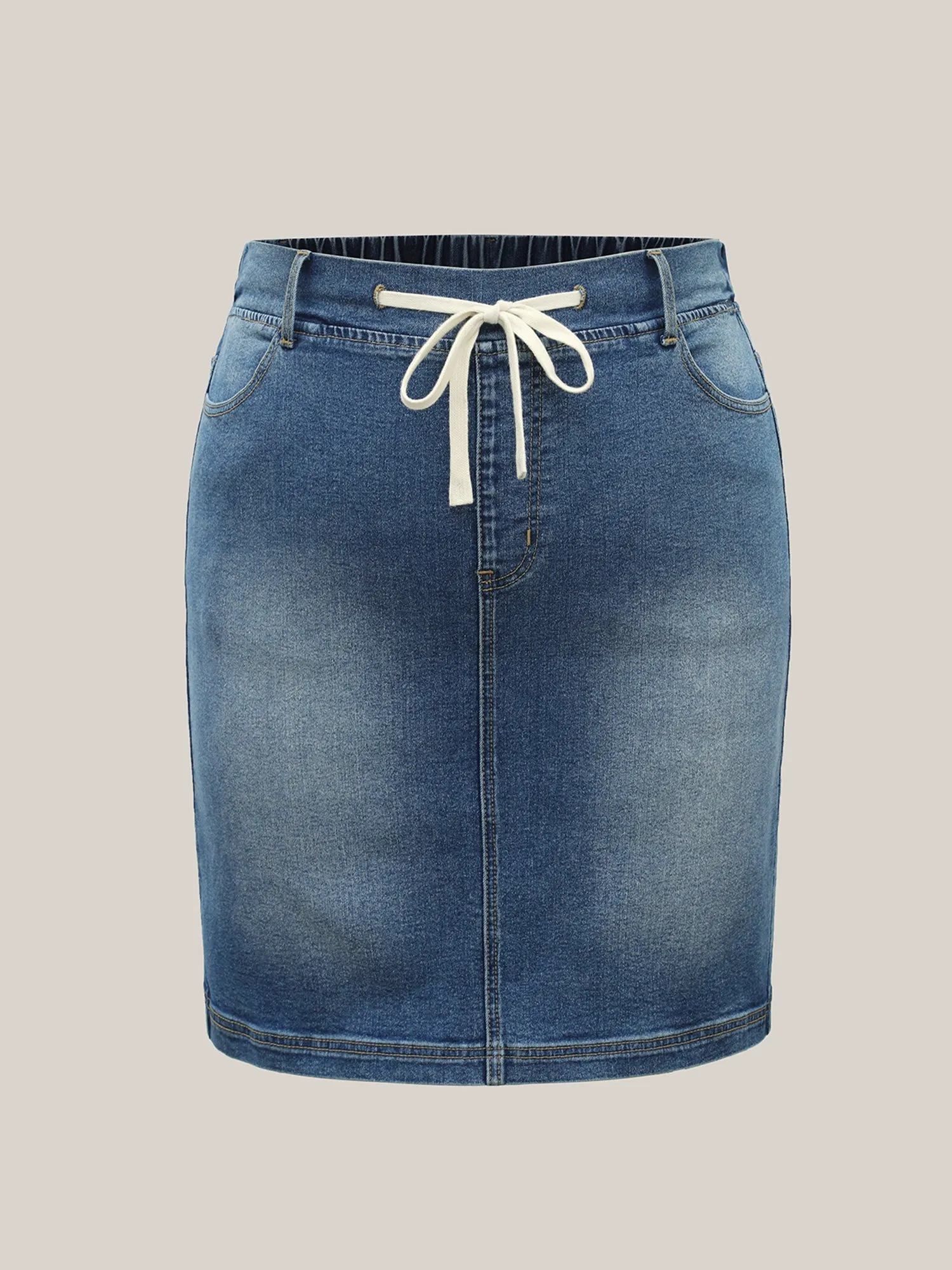 Stretchy Waistband Pull-On Denim Skirt sold by Bloomchic product image thumbnail 5