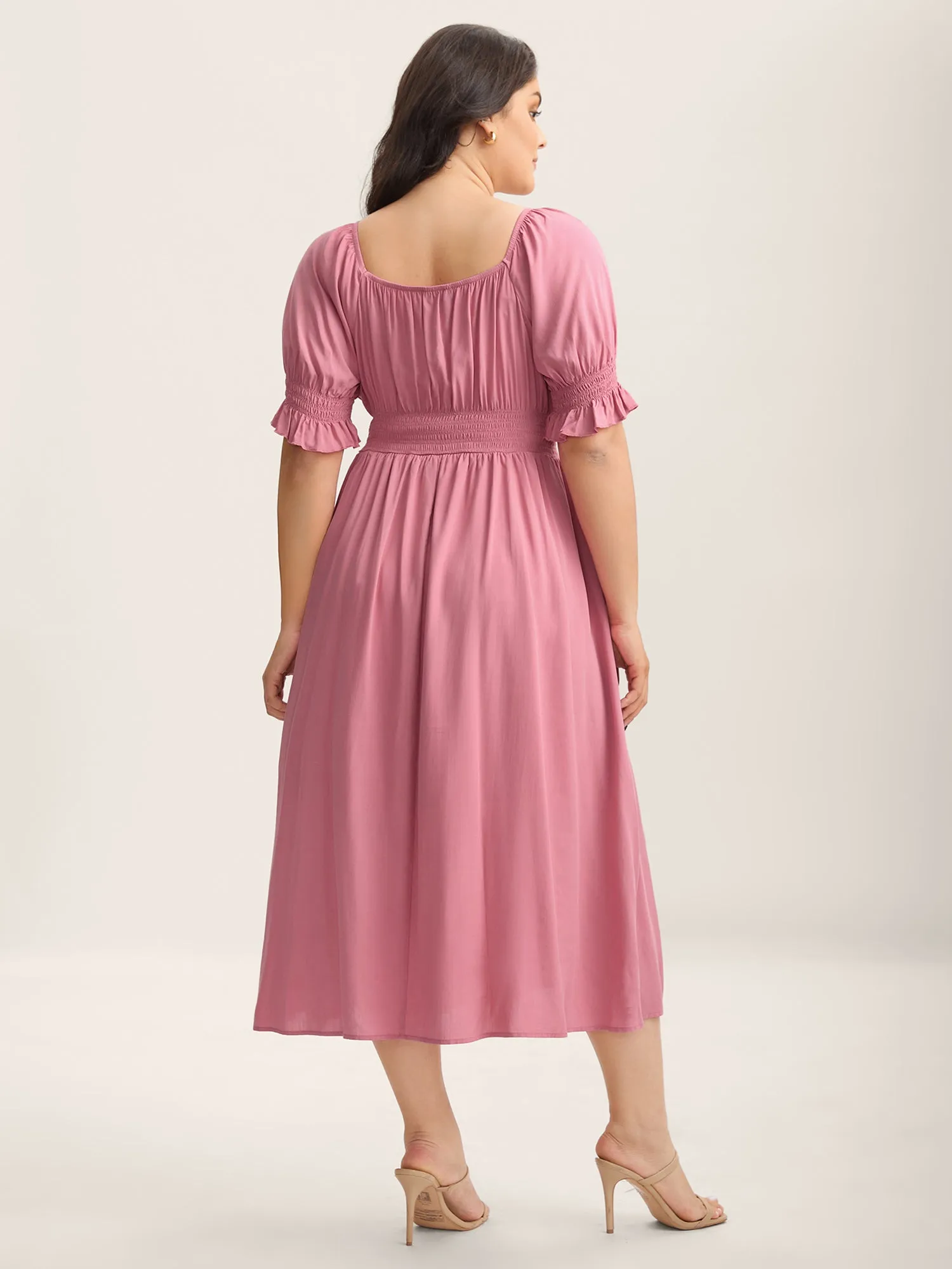 Rayon Stretchy Waist Pockets Milkmaid Dress sold by Bloomchic product image thumbnail 4