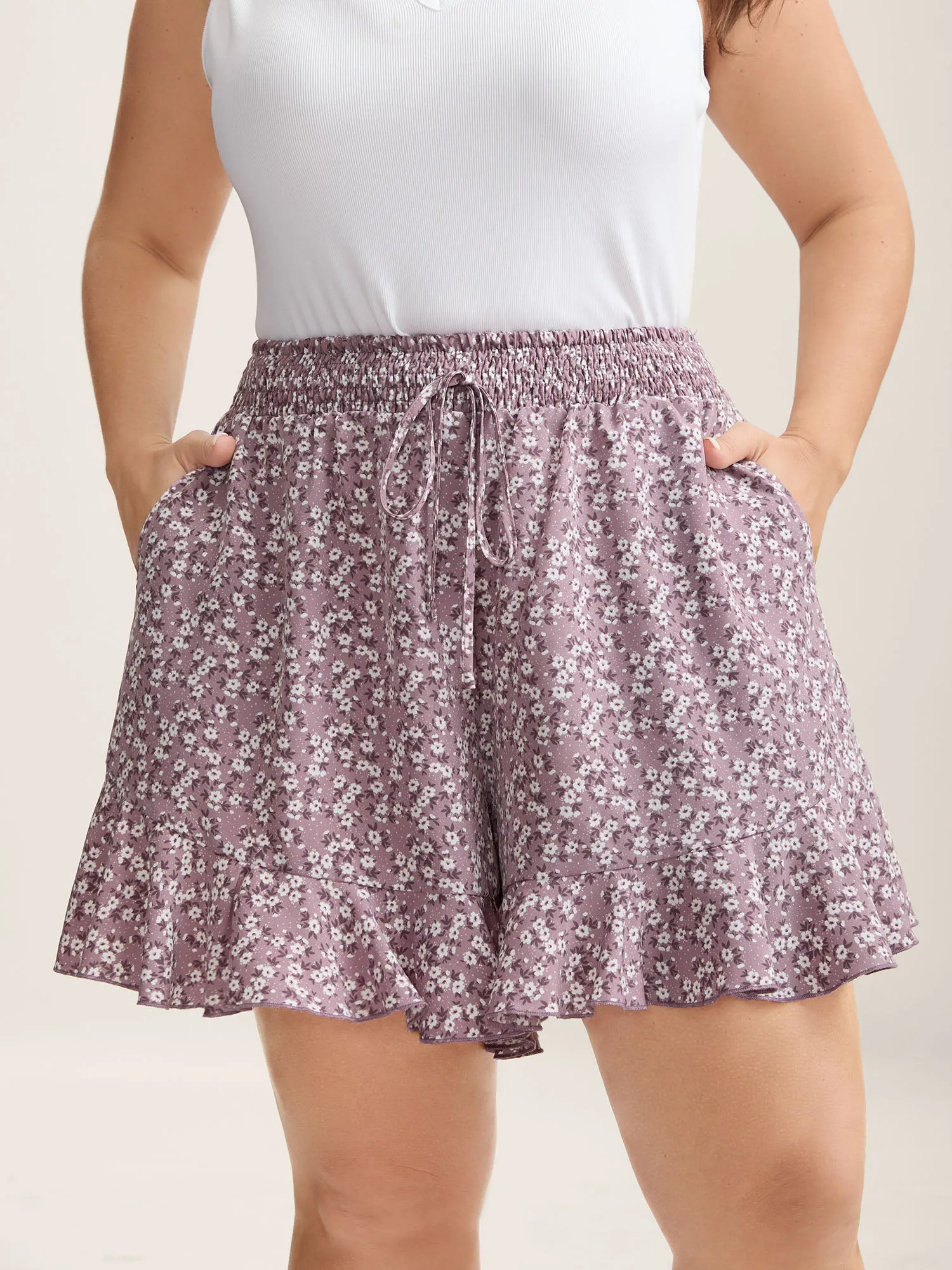 Ditsy Floral Print Wide-Leg Shorts sold by Bloomchic