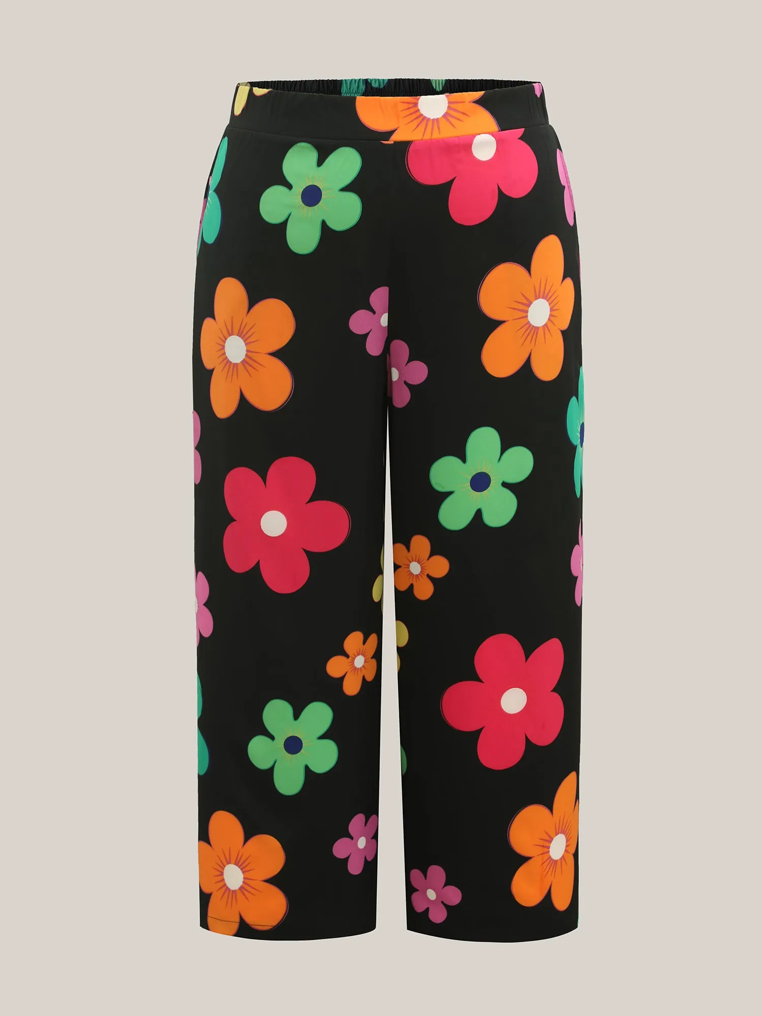 Colorful Large Floral Print Wide-Leg Pants sold by Bloomchic product image thumbnail 5