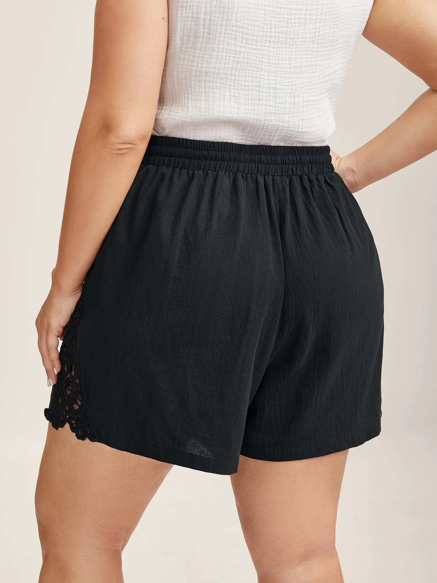 Lace Trim Waist Drawstring Shorts sold by Bloomchic product image thumbnail 4