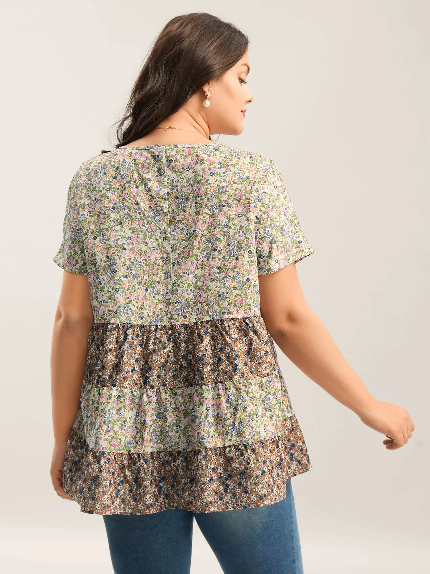 Ditsy Floral Print Tiered Blouse sold by Bloomchic product image thumbnail 4
