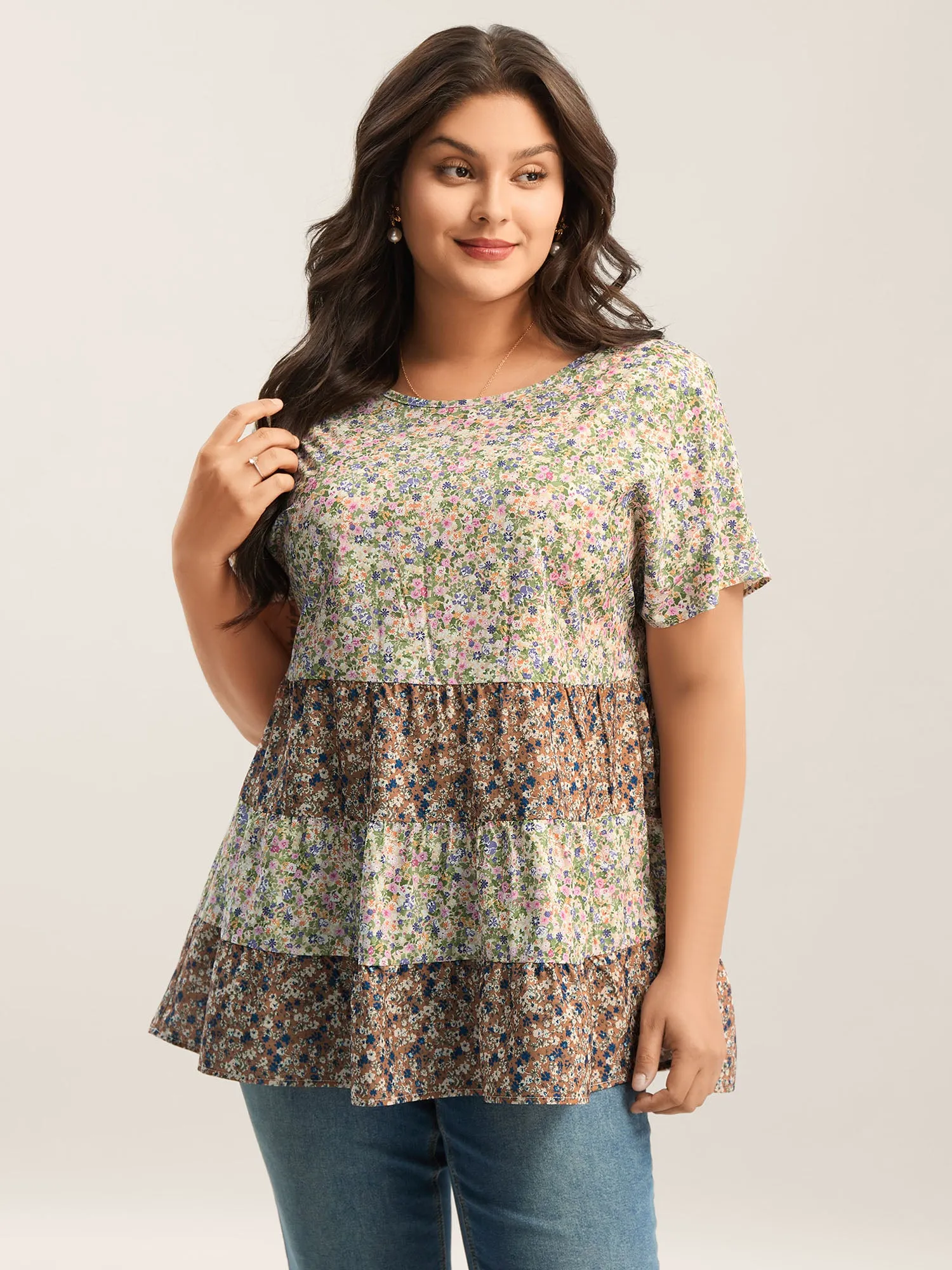 Ditsy Floral Print Tiered Blouse sold by Bloomchic product image thumbnail 2