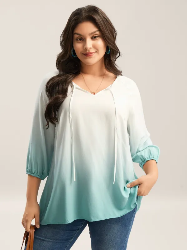 Tie-Dye Rayon Neck Tie Blouse sold by Bloomchic