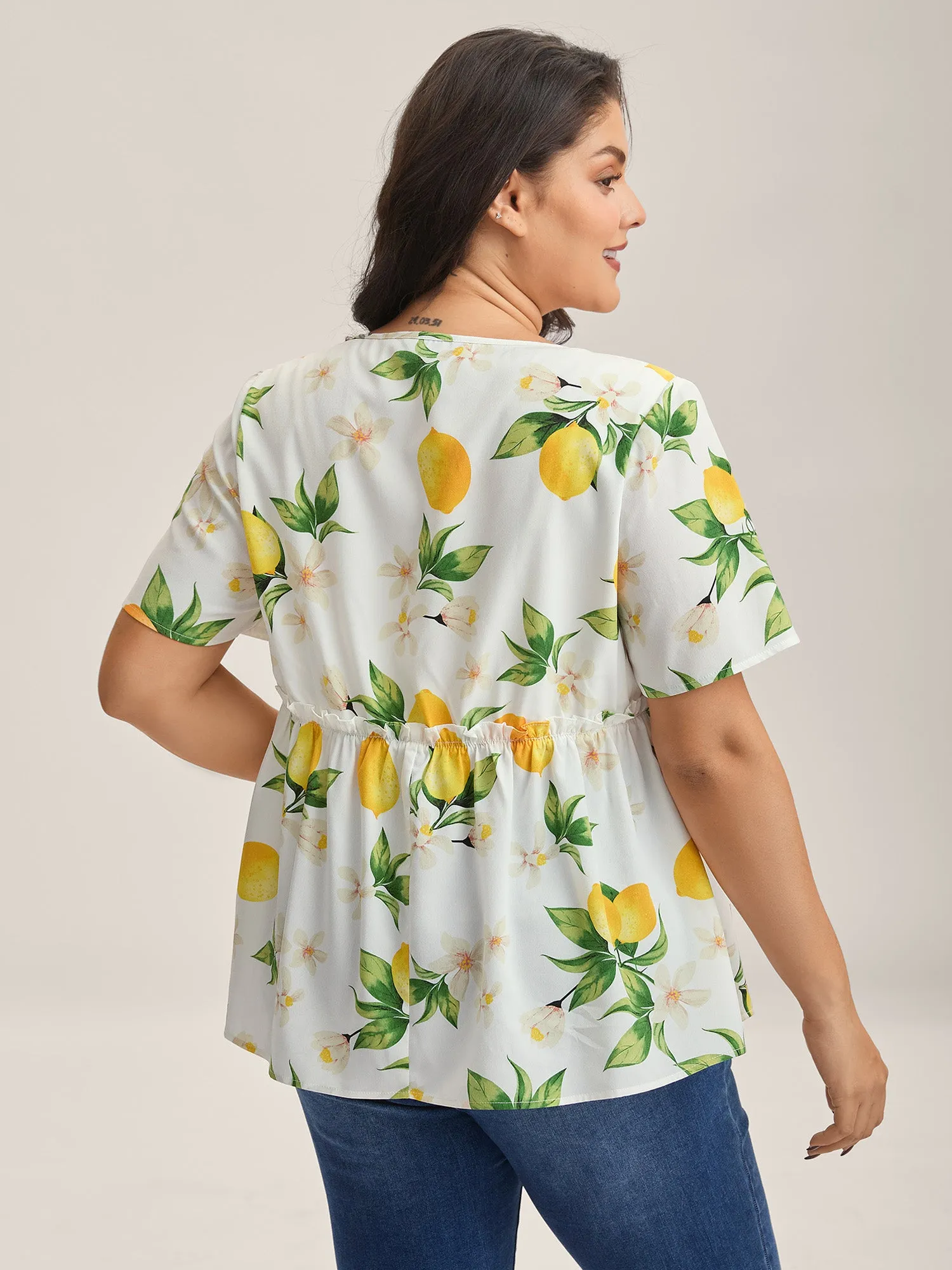 Citrus Print Petal Trim Blouse sold by Bloomchic product image thumbnail 4