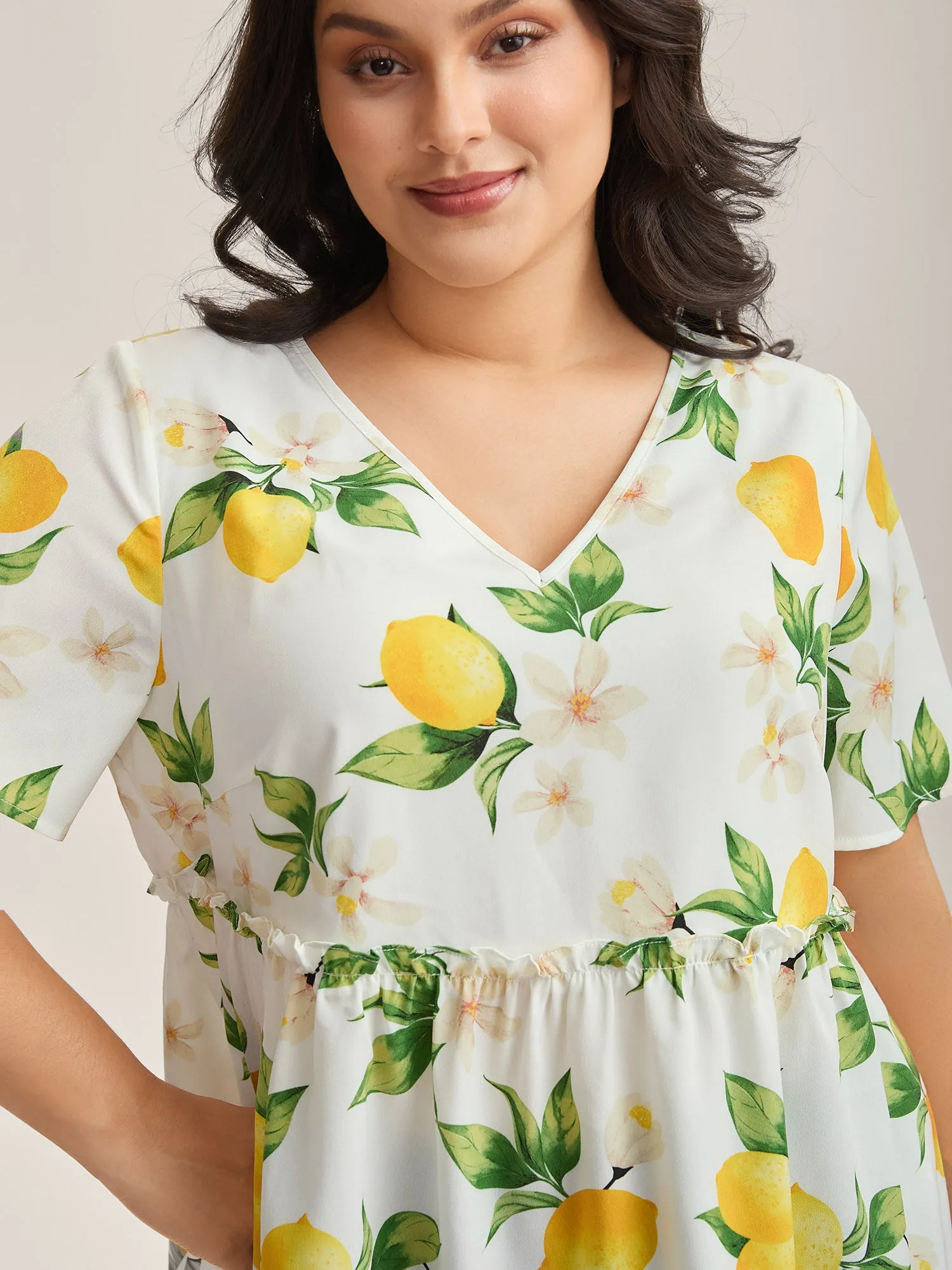 Citrus Print Petal Trim Blouse sold by Bloomchic product image thumbnail 2