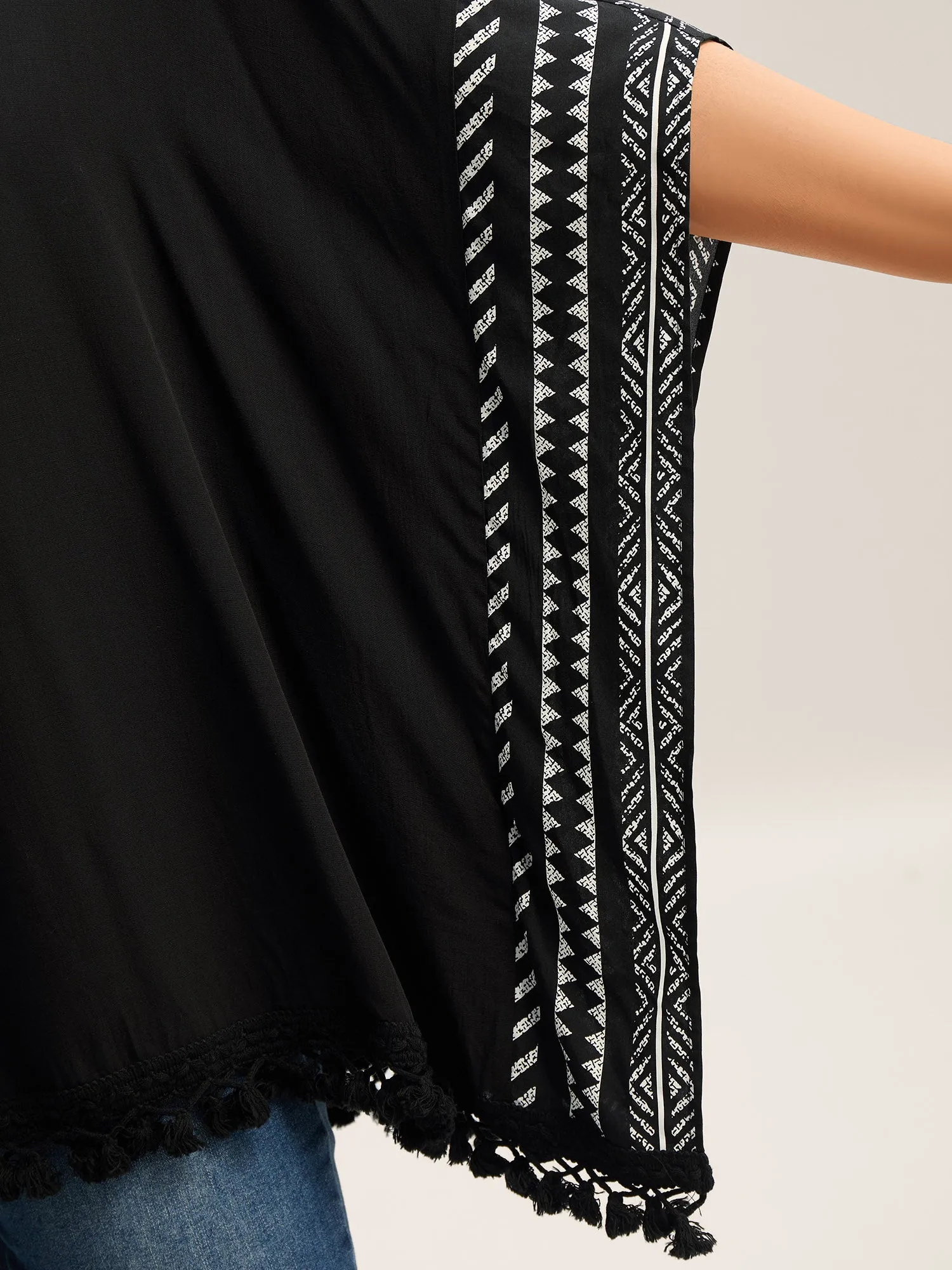 Rayon Tassels Boho Print Relaxed Blouse sold by Bloomchic product image thumbnail 2