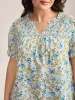 Floral Print Shirred Neck Blouse sold by Bloomchic