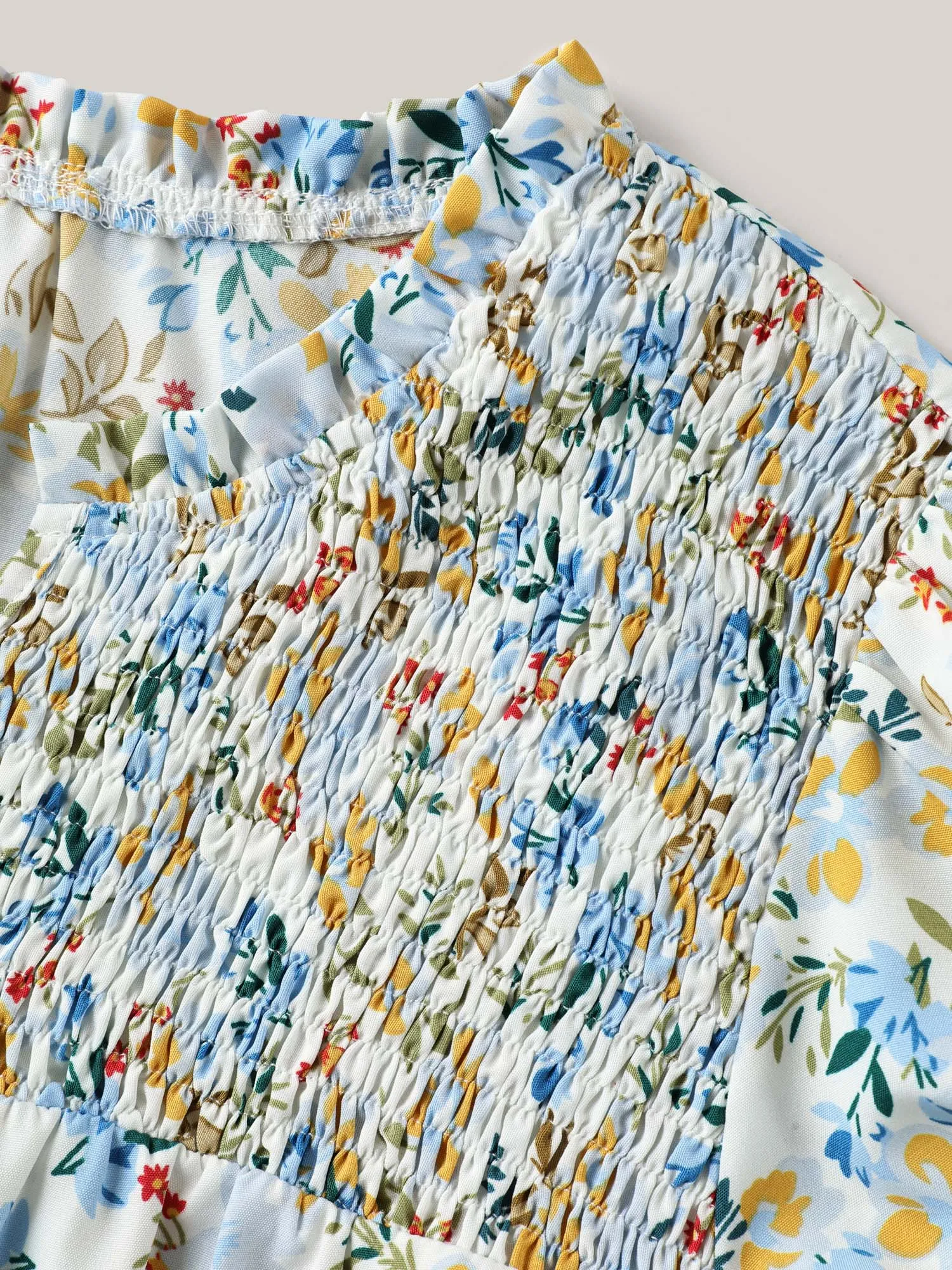 Floral Print Shirred Neck Blouse sold by Bloomchic product image thumbnail 5