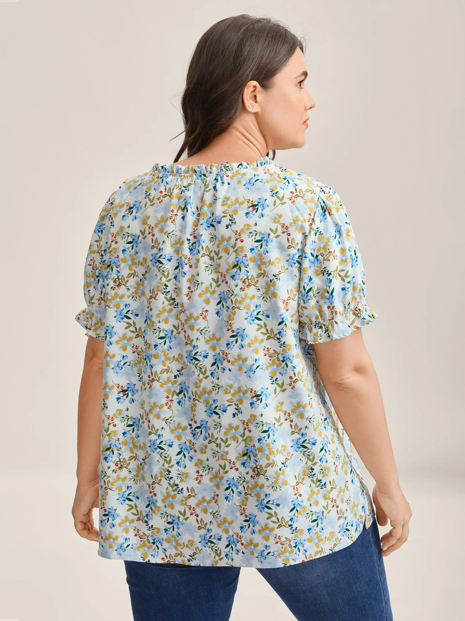 Floral Print Shirred Neck Blouse sold by Bloomchic product image thumbnail 4