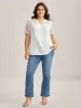 Eyelet Trim Sheer Button Detail Blouse sold by Bloomchic