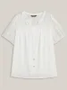 Eyelet Trim Sheer Button Detail Blouse sold by Bloomchic