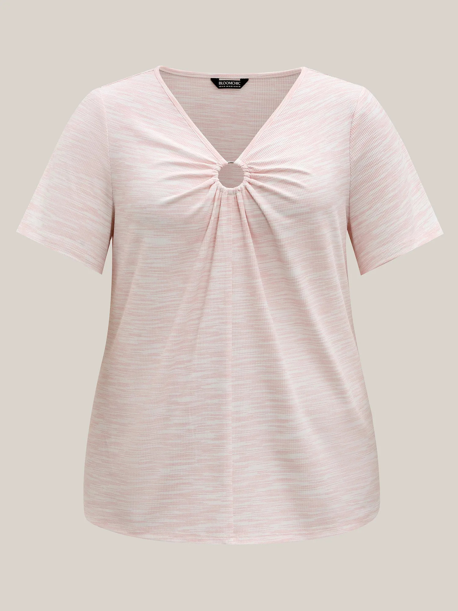 Heather Neck Keyhole Solid T-Shirt sold by Bloomchic product image thumbnail 5
