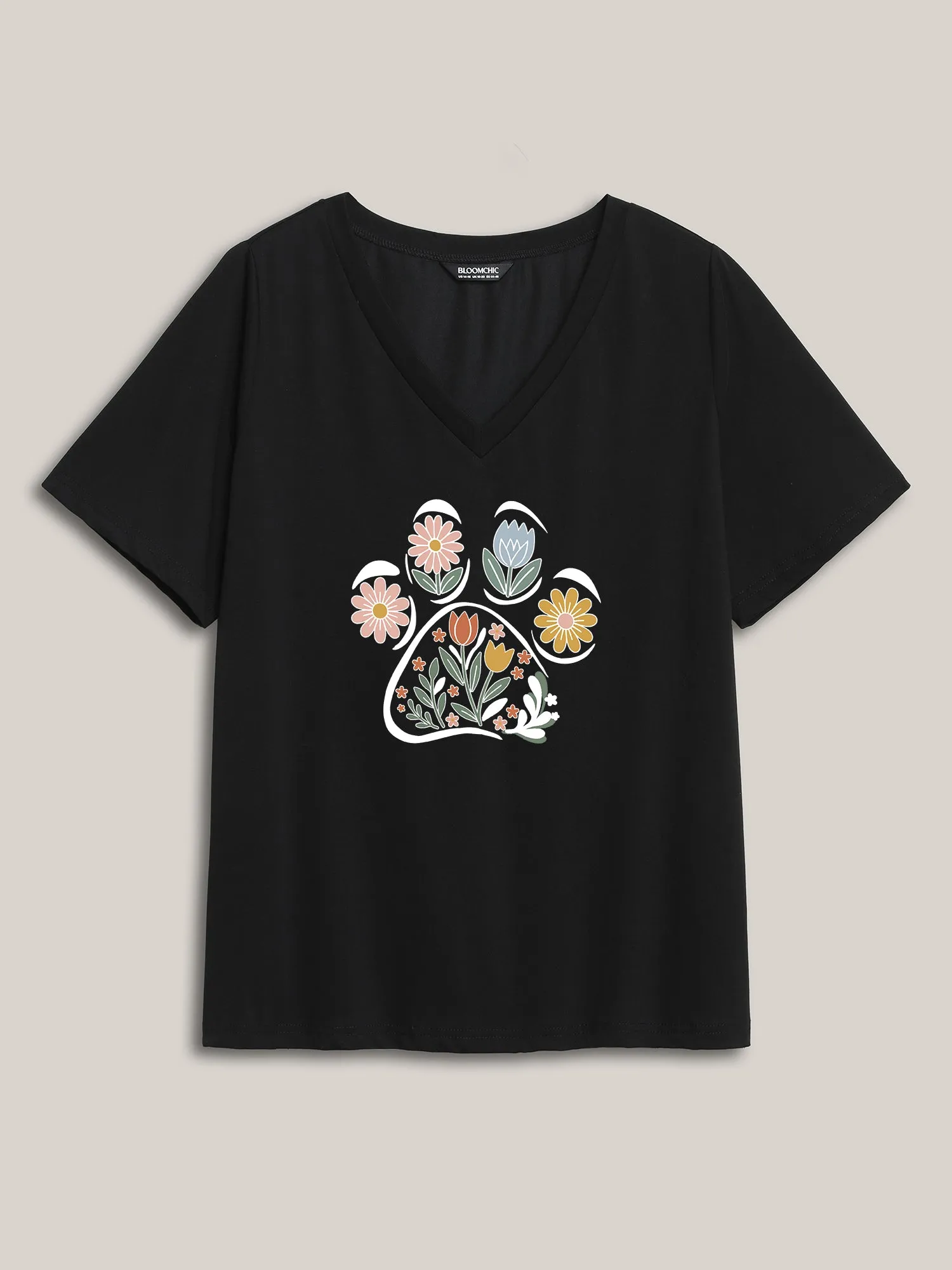 Blooming Flowers Print V-Neck T-Shirt sold by Bloomchic product image thumbnail 5