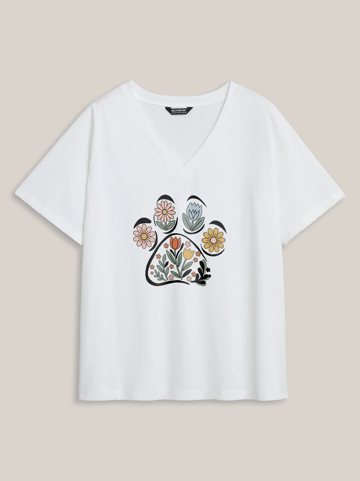 Blooming Flowers Print V-Neck T-Shirt sold by Bloomchic