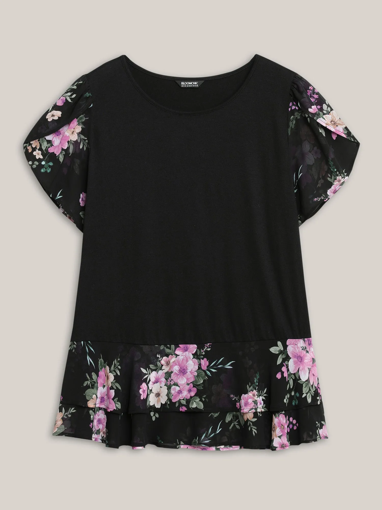 Floral Print Petal Sleeve Tiered Top sold by Bloomchic product image thumbnail 5