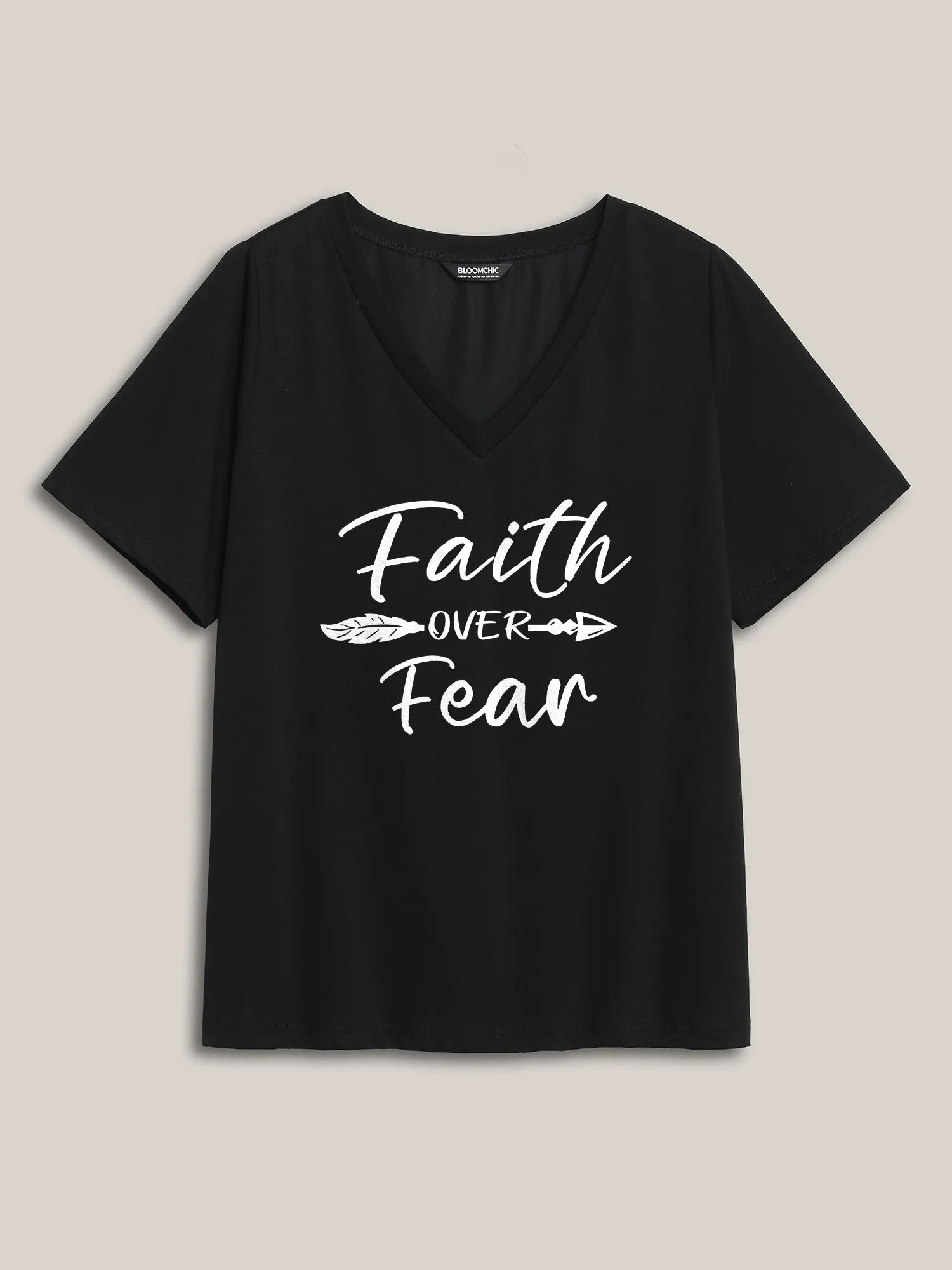 Faith Over Fear V-Neck T-Shirt sold by Bloomchic