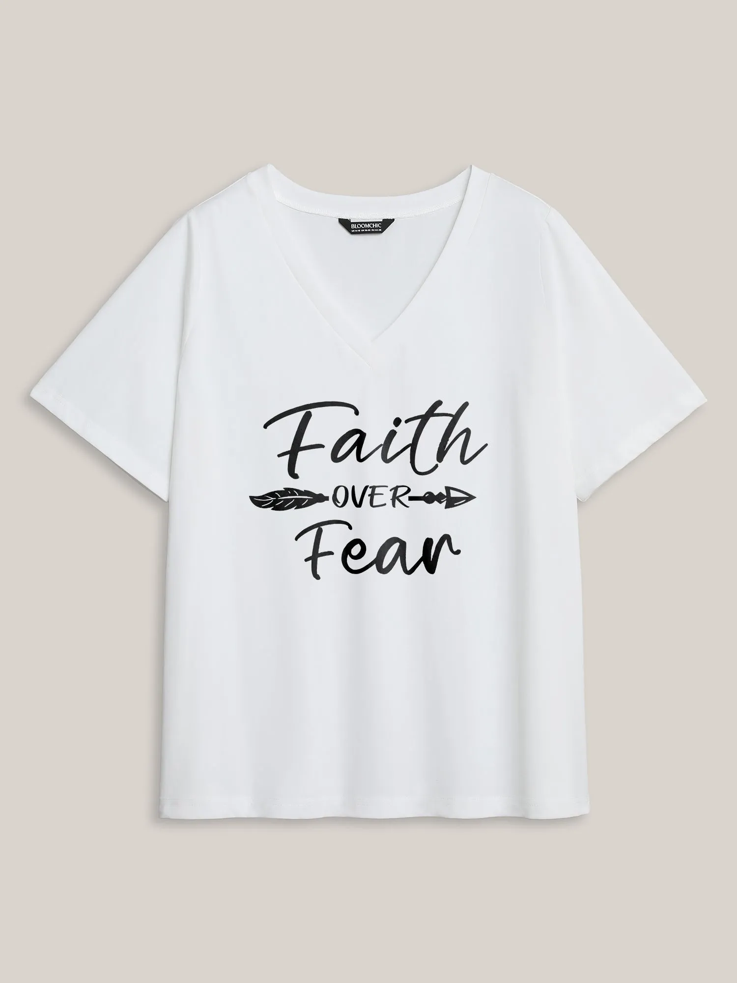 Faith Over Fear V-Neck T-Shirt sold by Bloomchic product image thumbnail 4