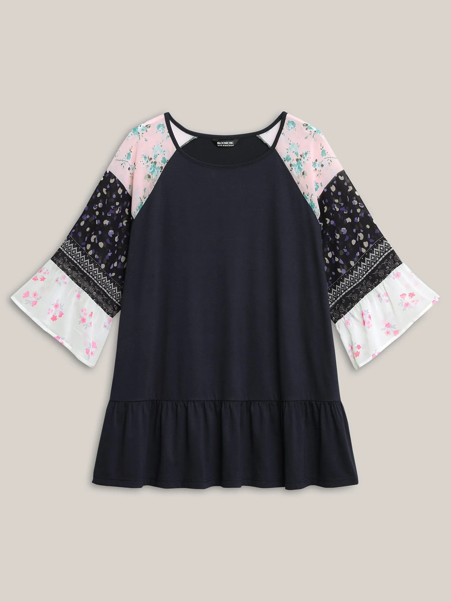 Floral Print Tiered Hem Knit Top sold by Bloomchic product image thumbnail 5