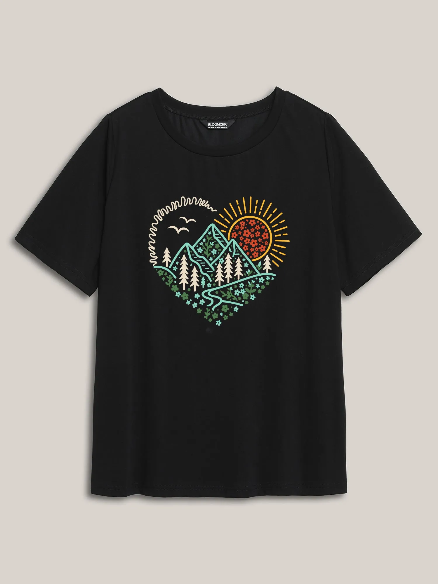 Hello Mountains Print Round Neck T-Shirt sold by Bloomchic product image thumbnail 5