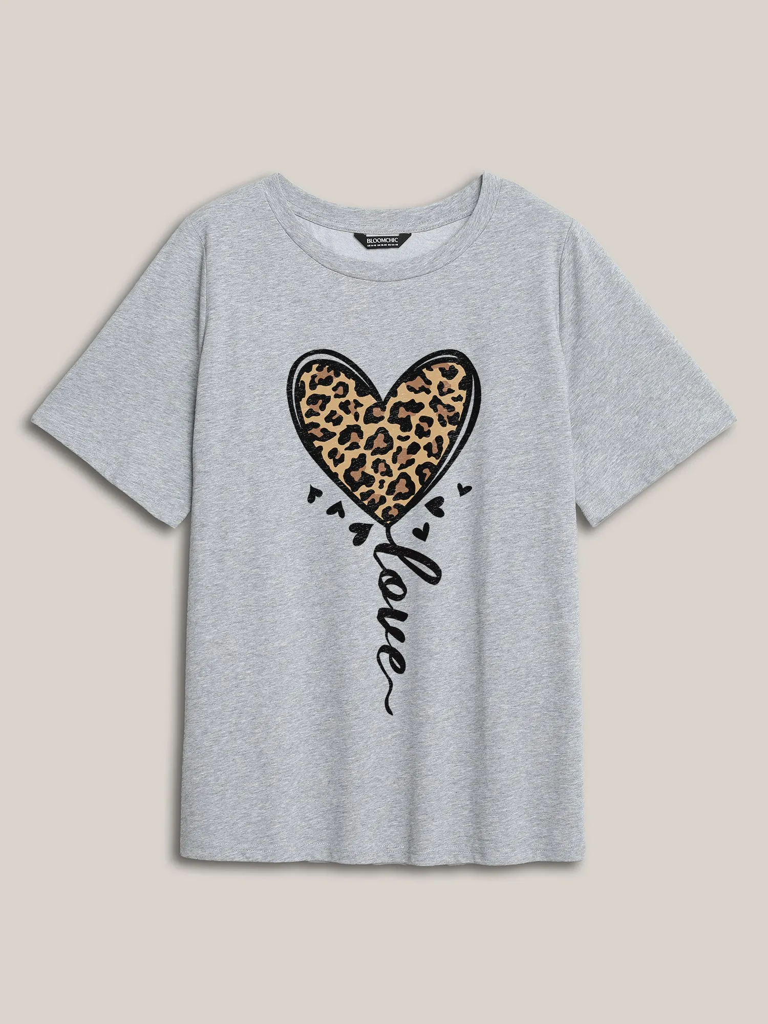 Leo Heart Print Round Neck T-Shirt sold by Bloomchic