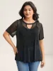 Luxe Sheer Stretchy Neck Cut-Out Solid Top sold by Bloomchic