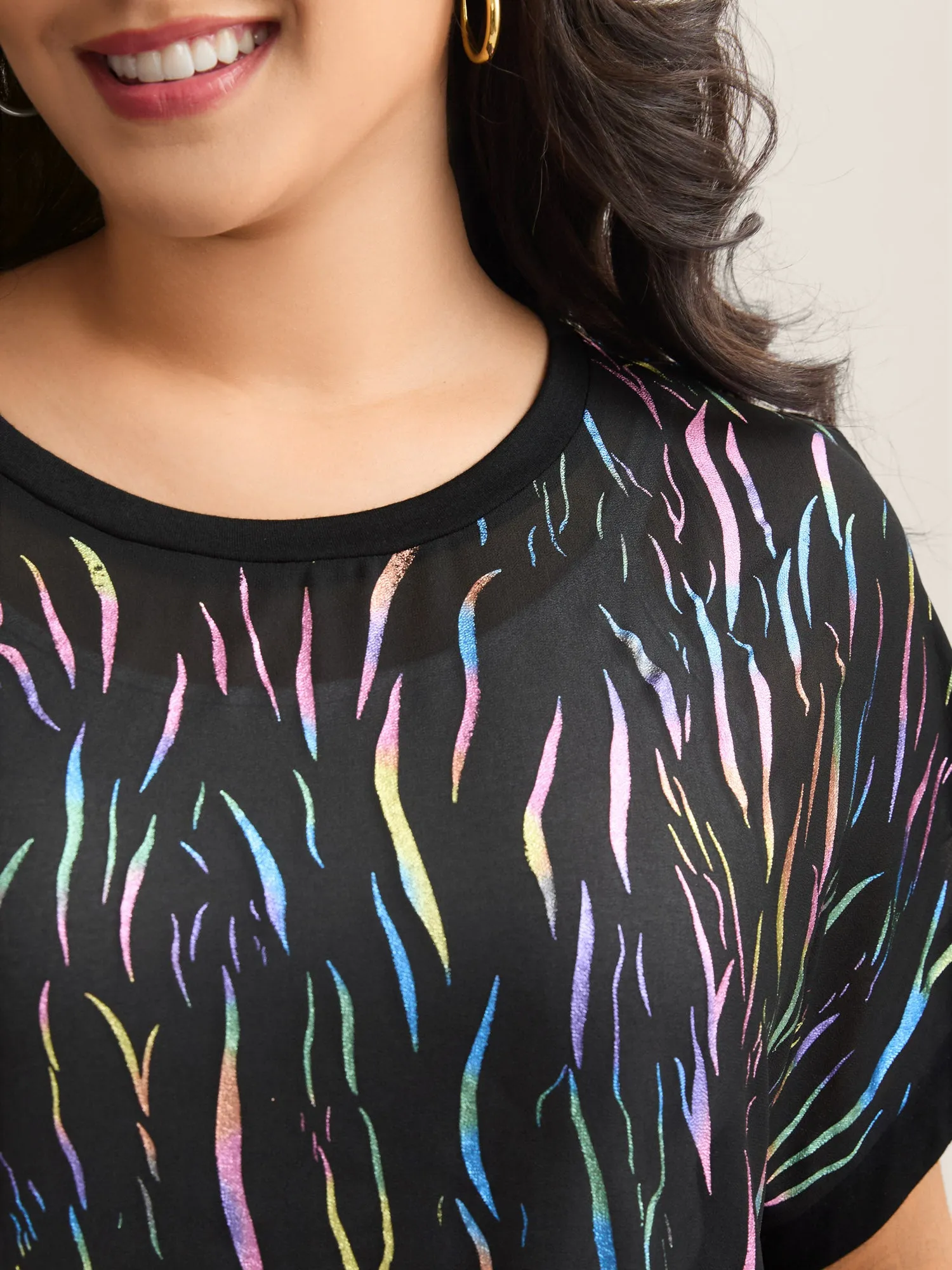 Sequin Silver Gold Round Neck Knit Top sold by Bloomchic product image thumbnail 2