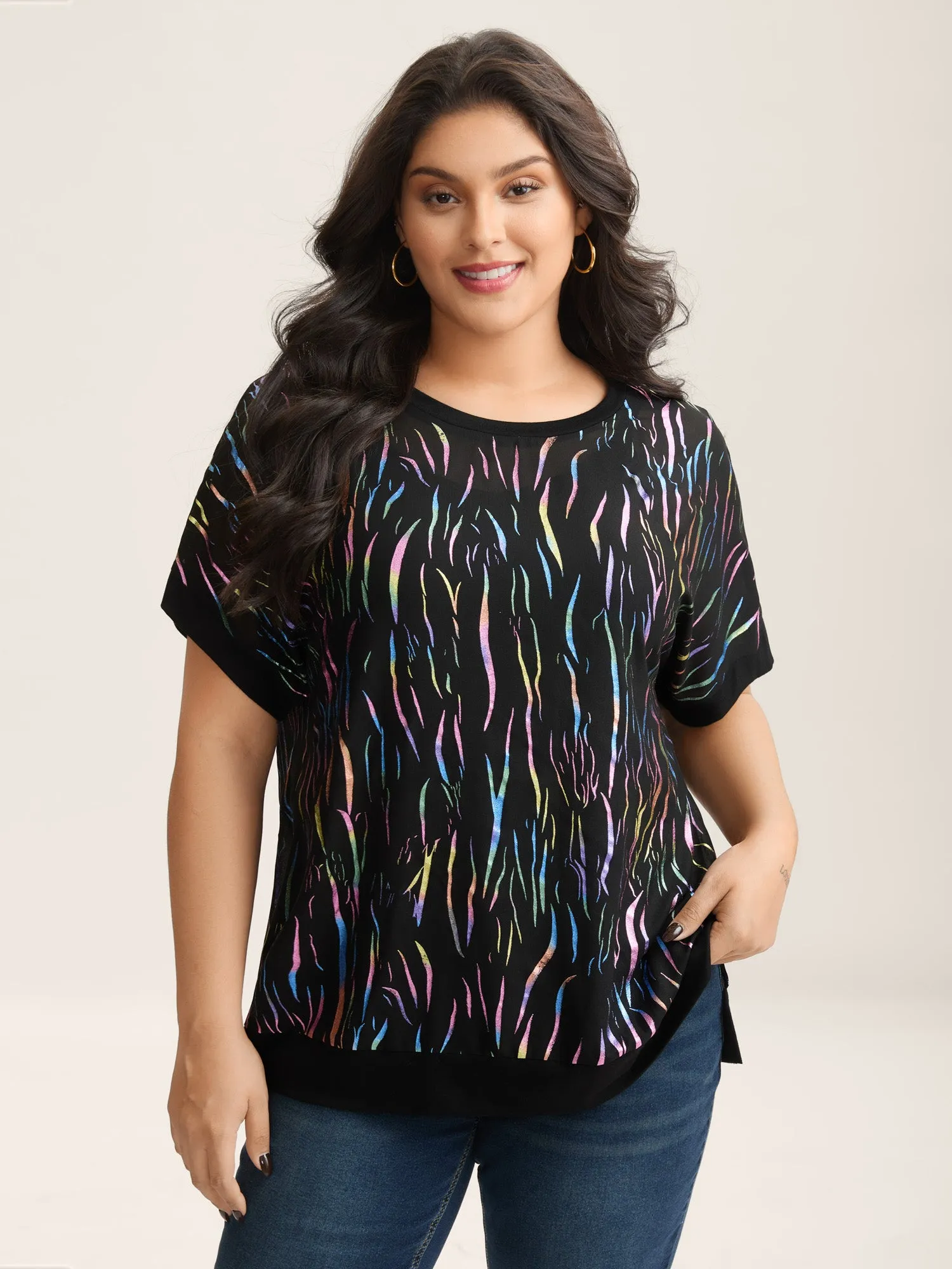 Sequin Silver Gold Round Neck Knit Top sold by Bloomchic