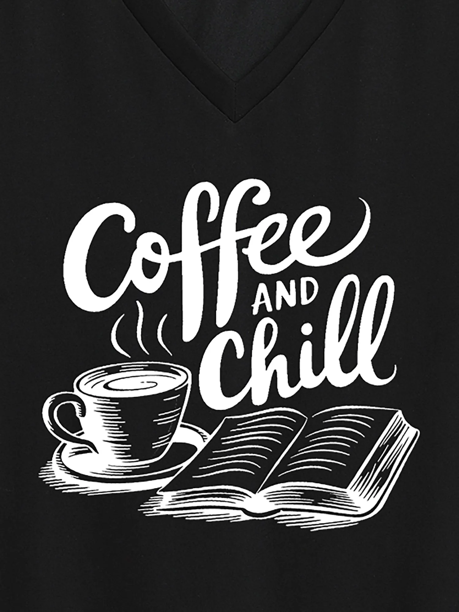 Coffee & Chill V-Neck T-Shirt sold by Bloomchic product image thumbnail 2
