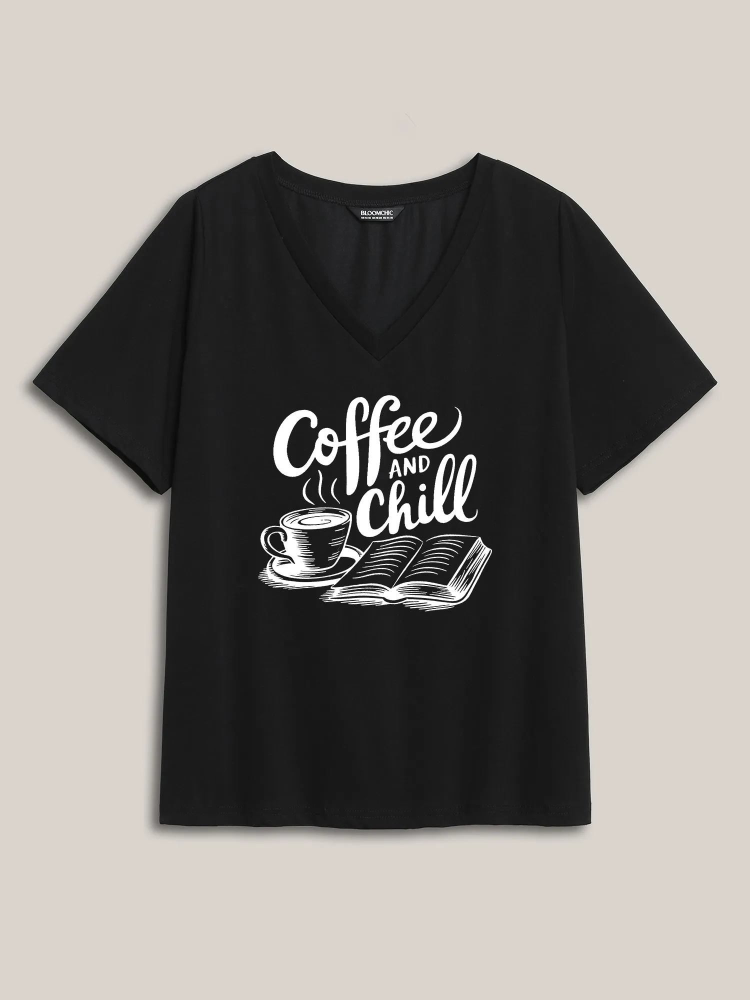 Coffee & Chill V-Neck T-Shirt sold by Bloomchic
