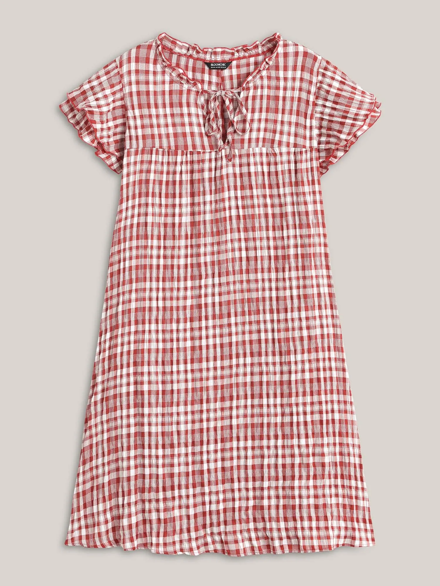 Sweet Plaid Pattern Pockets Midi Dress sold by Bloomchic product image thumbnail 4