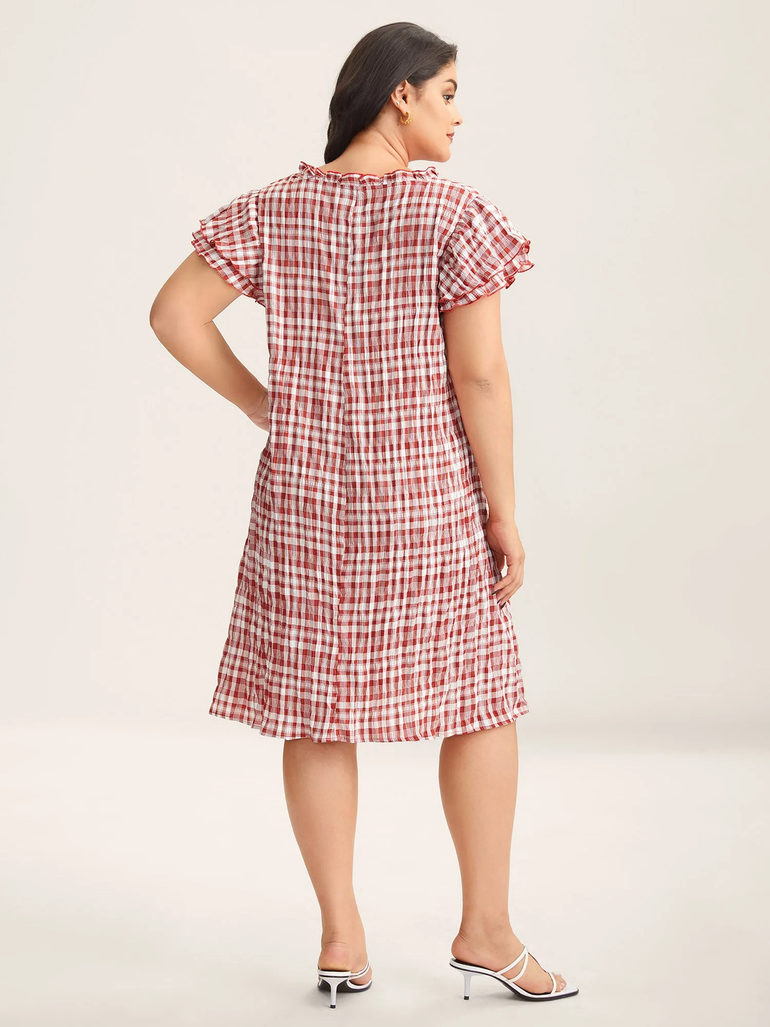 Sweet Plaid Pattern Pockets Midi Dress sold by Bloomchic product image thumbnail 3